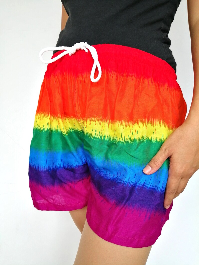 Women Shorts Fair Trade Bohemian Style Print Design Casual Beach Hippie Tribal Rayon Shorts Gypsy Rainbow Yoga Pants PN-01-SHO-20