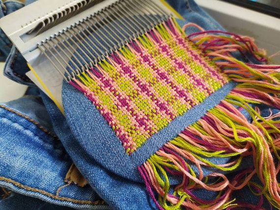 Small Loom Speedweve Type Weave Tool Wooden Fun Mending Loom Metal DIY Textile Tools Darning Machine Loom Mending Jeans Clothes