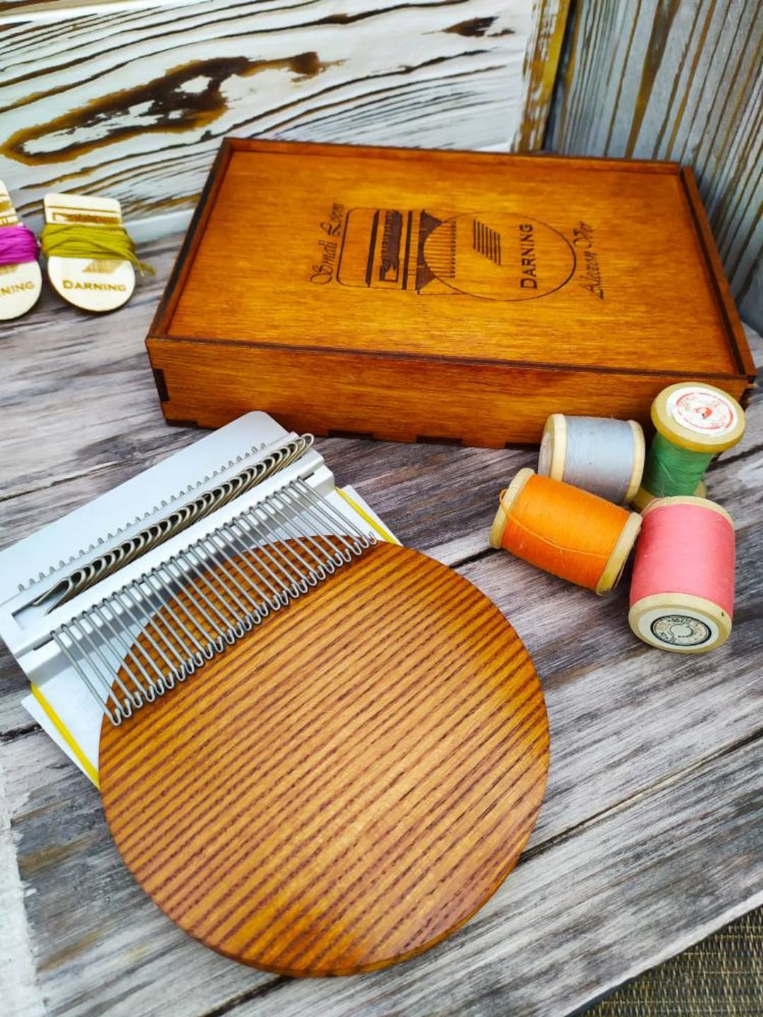Small Loom Speedweve Type Weave Tool Wooden Fun Mending Loom Metal DIY Textile Tools Darning Machine Loom Mending Jeans Clothes