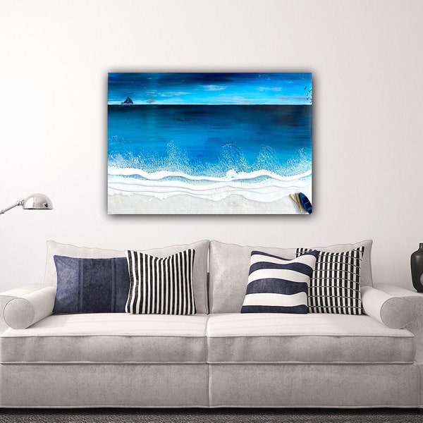 Painting sky and sea in resin