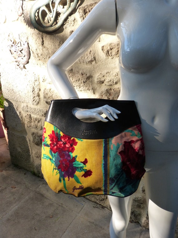 beautiful Gaultier velvet and leather bag