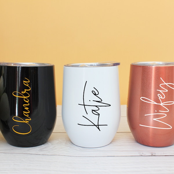 Wine Tumbler, Wine Cup with Lid, Personalized Wine Tumbler,Custom Wine Tumbler,Stainless Steel Wine Glass,Wedding Tumbler,Bridesmaid Tumbler