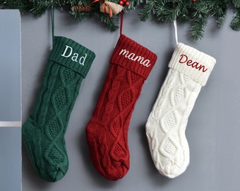 Embroidered Christmas Stocking,Personalized Knitted Christmas Stockings,Monogram Stockings,Family Stockings,Holiday Stocking,Christmas Gift