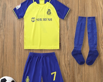 Customization 2023 AL-NASSR RONALDO 7# Soccer Football Jersey,Soccer Ronaldo CR7 Jersey Kids Uniform