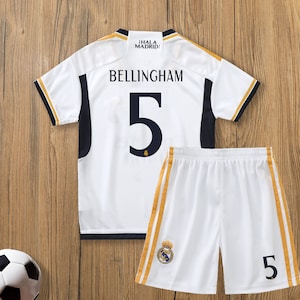 23-24 Season Real Madrid Home Jersey, Jersey Shorts Set for Kids ,Real Madrid kids costum uniforms,Real Madrid Home 2023/24 Bellingham 5 image 4