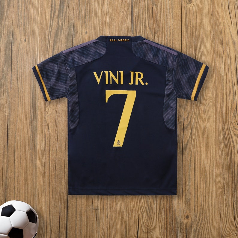 Real Madrid Home 2023/24 Bellingham 5,Real Madrid Home Vini Jr.7 KIDS Jersey 2023-2024,Madrid Vini Jr. 7 Away New 2023/2024 Soccer Jersey image 3