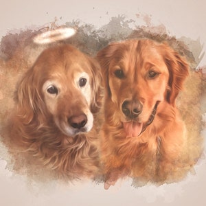 CUSTOM PET PORTRAIT/Watercolour 2-Pet Portrait/Custom Pet Memorial/Portrait Dog Cat Portrait/Pet Illustration/Dog Portrait/Father&#39;s Day