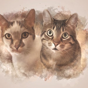CUSTOM PET PORTRAIT/Watercolour 2-Pet Portrait/Custom Pet Memorial/Portrait Dog Cat Portrait/Pet Illustration/Dog Portrait/Father&#39;s Day
