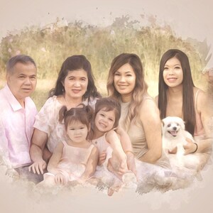 CUSTOM FAMILY PORTRAIT/Watercolour Portrait/Personal Gift/Custom Gift/Custom People Portrait/Family Painting from Photo/Father&#39;s Day