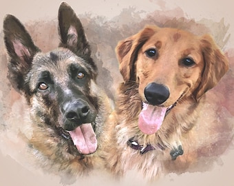 CUSTOM PET PORTRAIT/Watercolour 2-Pet Portrait/Custom Pet Memorial/Portrait Dog Cat Portrait/Pet Illustration/Dog Portrait/ Christmas Gift