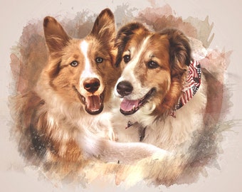 CUSTOM PET PORTRAIT/Watercolour 2-Pet Portrait/Custom Pet Memorial/Portrait Dog Cat Portrait/Pet Illustration/Dog Portrait/ Christmas Gift