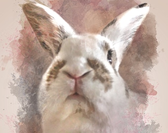 CUSTOM PET PORTRAIT/Watercolour Rabbit Portrait/Custom Pet Memorial/Portrait Bunny Portrait/Pet Illustration/Dog Portrait/ Christmas Gift