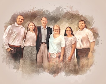CUSTOM FAMILY PORTRAIT/Watercolour Portrait/Personal Gift/Custom Gift/Custom People Portrait/Family Painting from Photo/ Christmas Gift