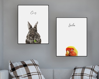 CUSTOM PET PORTRAIT/Peek-a-boo Pet Portrait/Custom Pet Memorial/Portrait Dog Cat Portrait/Pet Illustration/Dog Portrait/Father&#39;s Day