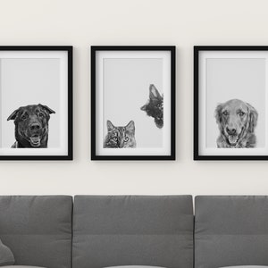 CUSTOM PET PORTRAIT/Peek-a-boo Pet Portrait/Custom Pet Memorial/Portrait Dog Cat Portrait/Pet Illustration/Dog Portrait/Christmas Gift image 1