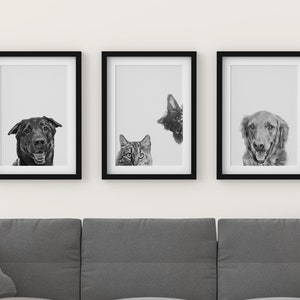 CUSTOM PET PORTRAIT/Peek-a-boo Pet Portrait/Custom Pet Memorial/Portrait Dog Cat Portrait/Pet Illustration/Dog Portrait/Father's Day