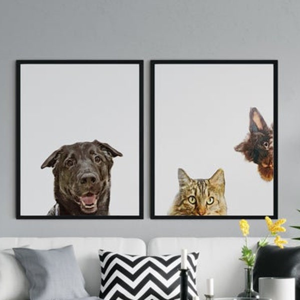 Custom peek-a-boo portrait ADD-ON / This listing is only for additional pets to add to a Peek-a-boo portrait / Select # of ADDITIONAL pets