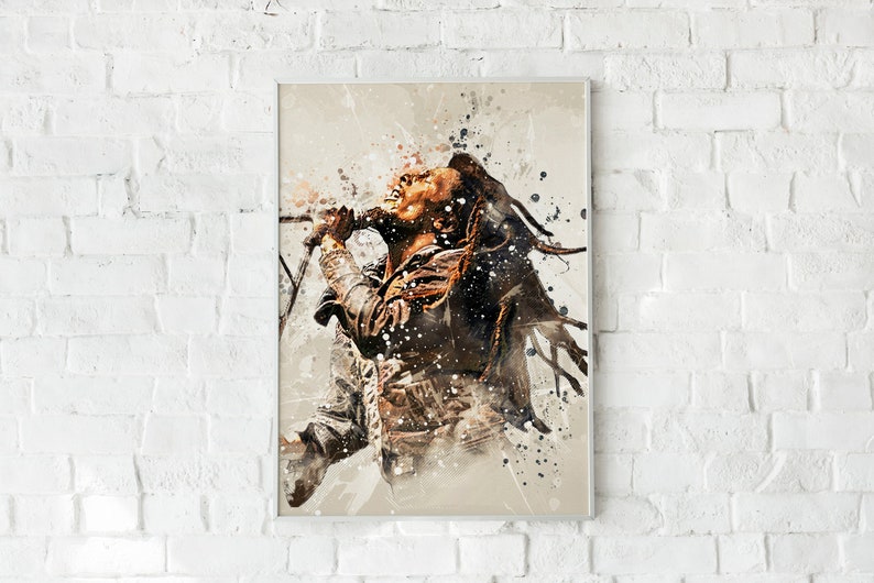 BOB MARLEYReggaeCanvas Art PrintWatercolor PosterMusic Art PrintJamaican SingerMan CaveReggae DecorReggae PosterFathers Day