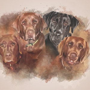 CUSTOM PET PORTRAIT/Watercolour 4-Pet Portrait/Custom Pet Memorial/Portrait Dog Cat Portrait/Pet Illustration/Dog Portrait/Father&#39;s Day