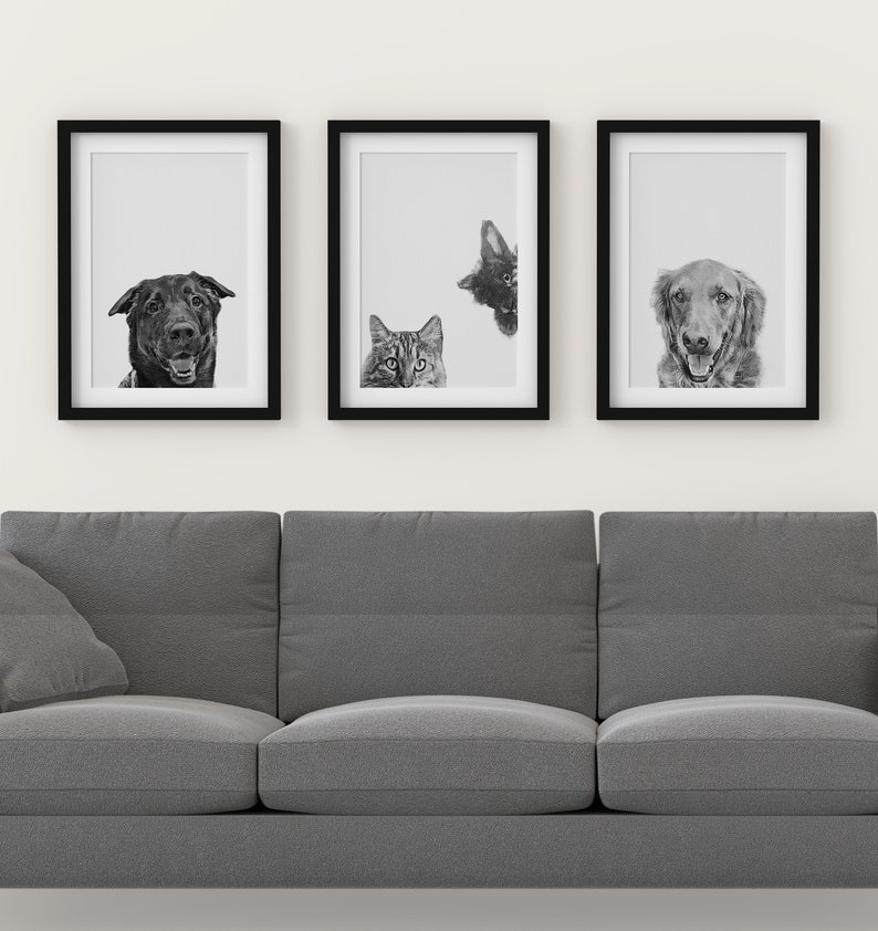 CUSTOM PET PORTRAIT/Peek-a-boo Pet Portrait/Custom Pet Memorial/Portrait Dog Cat Portrait/Pet Illustration/Dog Portrait/Christmas Gift image 1