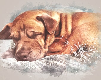CUSTOM PET PORTRAIT/Watercolour Pet Portrait/Custom Pet Memorial/Portrait Dog Cat Portrait/Pet Illustration/Dog Portrait/ Christmas Gift
