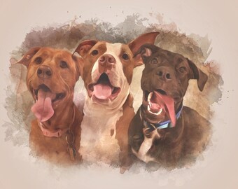 CUSTOM PET PORTRAIT/Watercolour 3-Pet Portrait/Custom Pet Memorial/Portrait Dog Cat Portrait/Pet Illustration/Dog Portrait/ Christmas Gift
