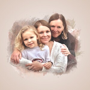 CUSTOM FAMILY PORTRAIT/Watercolour Portrait/Personal Gift/Custom Gift/Custom People Portrait/Family Painting from Photo/Father's Day