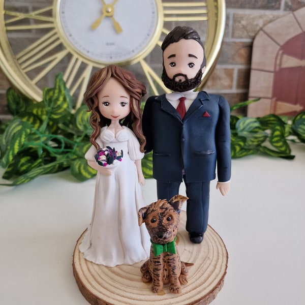 Wedding cake topper personalizzato sposi per la torta nuziale custom wedding cake topper pet cane gatto figli bambini sposini per la torta