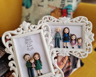 Cornici personalizzate con miniatura, ritratto di famiglia con dedica, ritratto personalizzato amica del cuore, coppia,regalo di fine anno