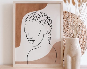 Stampa artistica di una donna nera: decorazione da parete con ragazza afro boho (download digitale)