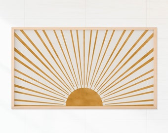 Arte abstracto de atardecer para TV con marco: Modernismo de mediados de siglo (Descarga digital)