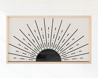 Samsung Frame TV用抽象サンセットアート：ミッドセンチュリーモダン（デジタルダウンロード）