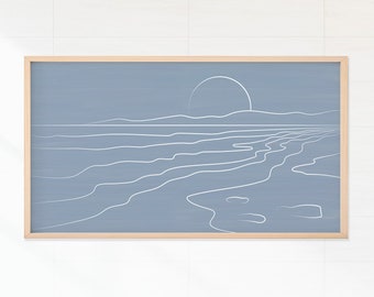 Mid Century Modern Ocean Sunset Line Art for Samsung Frame TV (Digital Download)