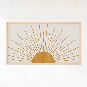 Art for Samsung Frame TV, Mid Century Modern Art for Tv, Yellow Sunrise Sunset Art, Abstract Sun for Frame TV, Digital Download Art for TV