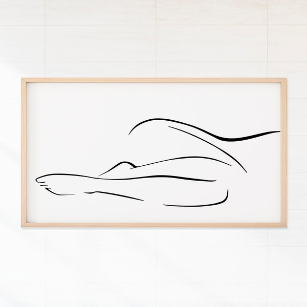 Art for Samsung Frame TV, Digital Download Art for TV, Abstract Body Line Art, Minimalist Black & White Naked Woman Art, Art for Frame TV