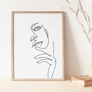Line Art Woman Printable Wall Decor, Line Art Face Boho Wall Decor, Black and White Printable Wall Art, Minimalist Female Line Drawing