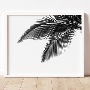 Tropical Leaves Printable Art, Palm Leaf Art Print, Botanical Black and White Photography, Modern Photography, Minimalist Decor