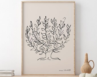 Dibujo lineal de árboles de Matisse: Arte botánico moderno de mediados de siglo (Descarga digital)