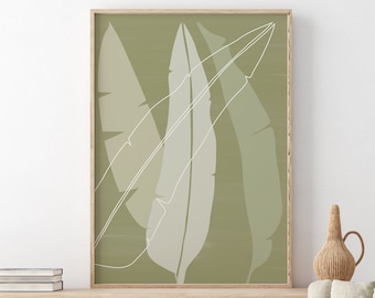 Tropical Leaf Art Print: Green Botanical Wall Decor (Digital Download)