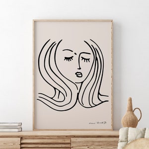 Matisse Line Art Woman Print, Henri Matisse Abstract Woman Poster, Mid Century Modern Printable Art, Matisse Line Drawing Wall Decor