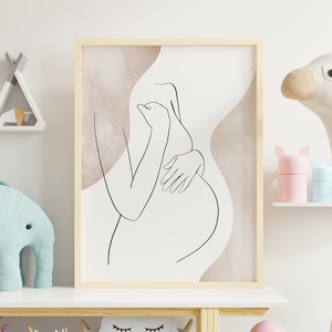 Sztuka kobiety w ciąży, dekoracja ujawniająca płeć dziecka, dekoracja baby shower, dzień matki w ciąży, prezent na dzień matki, dekoracja pokoju dziecięcego boho neutral