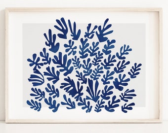 Impresión recortada de Henri Matisse: Arte abstracto azul marino para pared (descarga digital)