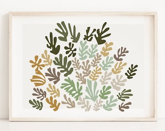 Lámina de hojas inspirada en Matisse: Arte mural moderno de mediados de siglo (descarga digital)
