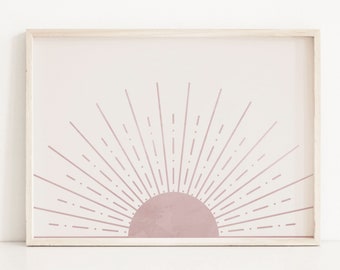 Mid Century Modern Sun Art Print: Blush Pink Sunset (Digital Download)