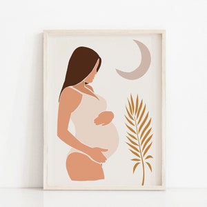 Sztuka kobiety w ciąży, dekoracja ujawniająca płeć dziecka, dekoracja baby shower, dzień matki w ciąży, prezent na dzień matki, dekoracja pokoju dziecięcego boho neutral