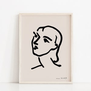Matisse Line Art Woman Print, Henri Matisse Abstract Woman Poster, Mid Century Modern Printable Art, Matisse Line Drawing Wall Decor