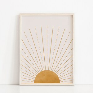 Mid Century Modern Art Sun Burst Poster Abstract Sun Art Printable Boho Digital Print Sun Wall Art Boho Art Prints Bohemian Wall Decor
