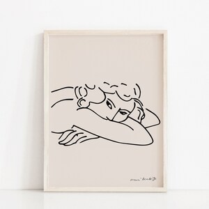 Matisse Line Art Woman Print, Mid Century Modern Printable Art, Henri Matisse Abstract Woman Poster, Matisse Line Drawing Wall Decor