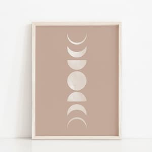 Moon Phases Art Print Boho Decor, La Luna Mid Century Modern Printable Wall Art, Lunar Phases Neutral Colors Print, Minimalist Art Poster
