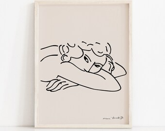 Lámina artística de Matisse "Mujer": Decoración de pared moderna de mediados de siglo (descarga digital)